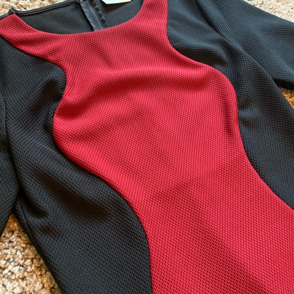 Deep red and black silhouette dress, near maroon - Picture 2 of 3
